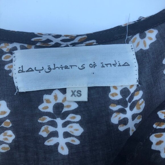 Daughters Of India Chaaya Eggplant Maxi Dress Size XS Brown Block Print - Picture 7 of 9